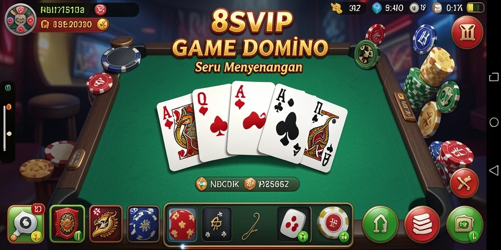 Tampilan gameplay Domino di 8SVIP yang seru dan menarik.