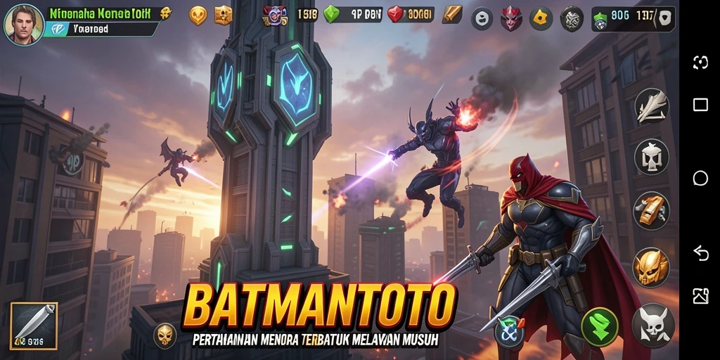 Tampilan seru gameplay <strong>BATMANTOTO</strong> dengan menara dan musuh yang beragam.
