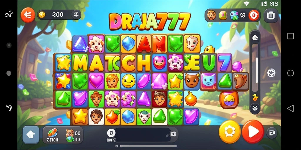 Tampilan menarik gameplay DRAJA777 dengan banyak level Match-3.