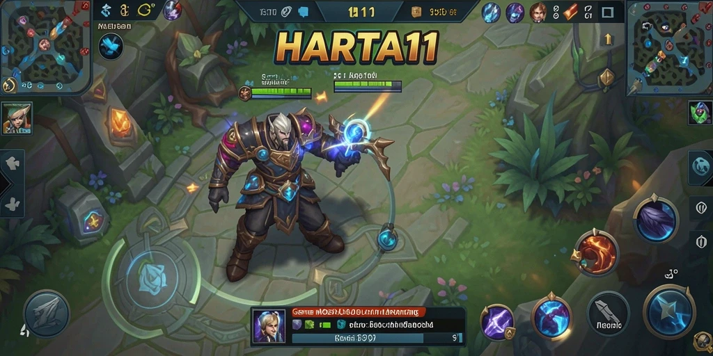 Tangkapan layar utama HARTA11 menampilkan aksi seru di arena MOBA.