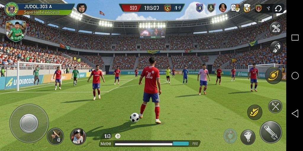 Tampilan gameplay JUDOL303 dengan aksi sepak bola yang mendebarkan.