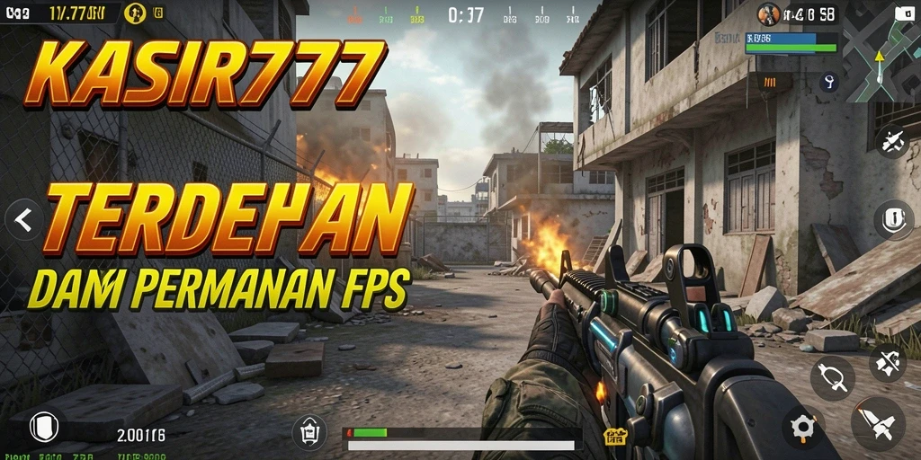 Tampilan gameplay KASIR777 yang penuh aksi dalam pertempuran FPS.
