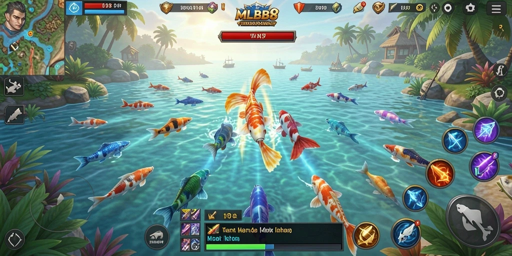 Screenshot menampilkan pengalaman seru dalam menembak ikan di MLBB8.