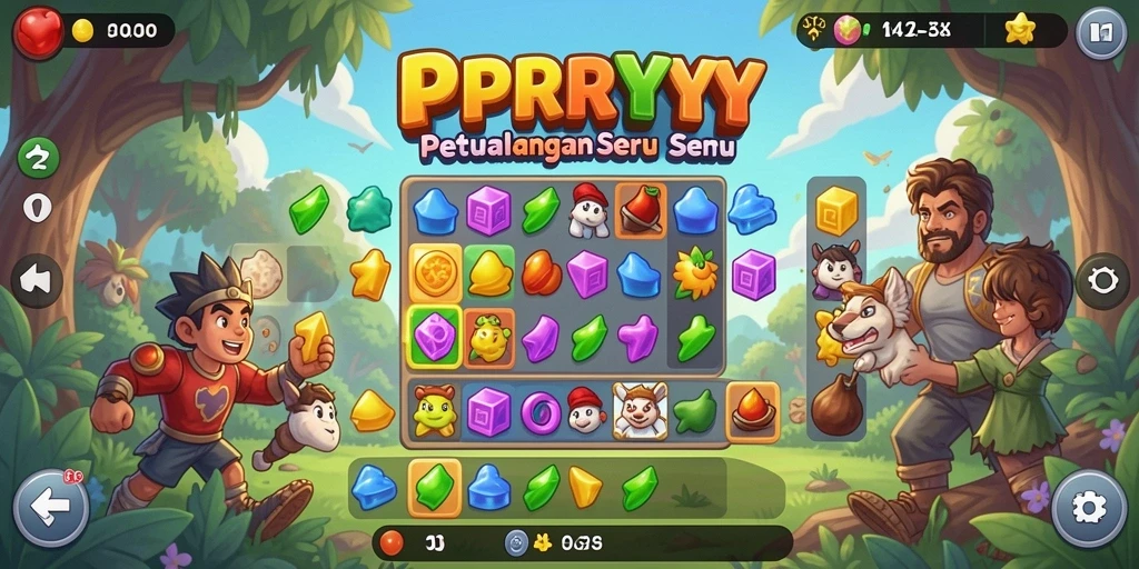 Gameplay seru dalam PPRRYY dengan tantangan Match-3.