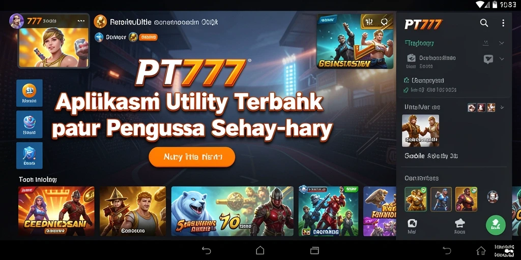 Tampilan utama PT777 dengan fitur-fitur Utility yang bermanfaat.