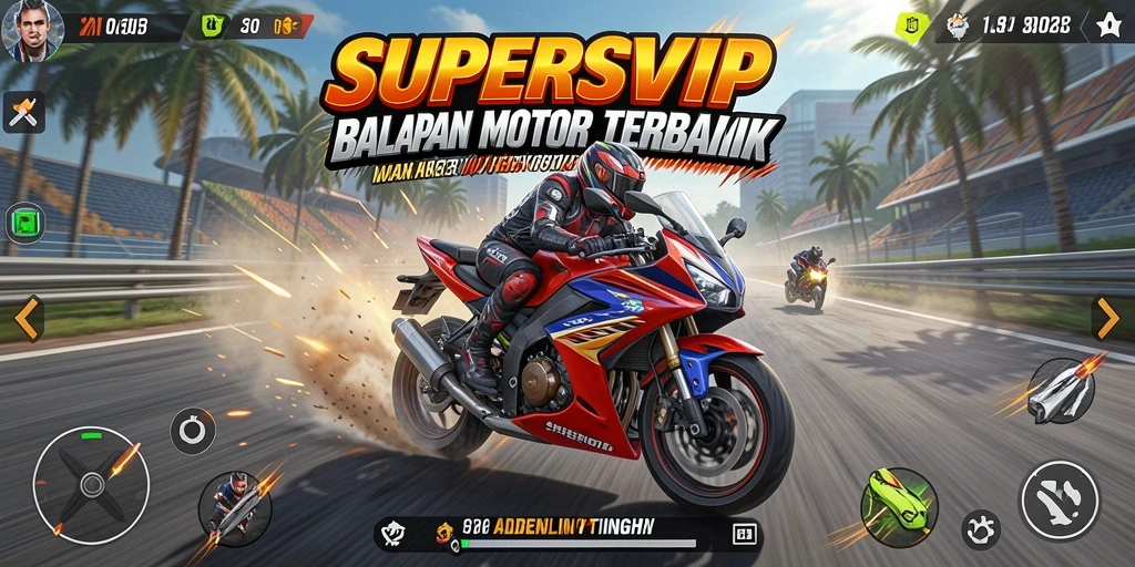 Tampilan gameplay seru saat beradu kecepatan di SUPERSVIP.