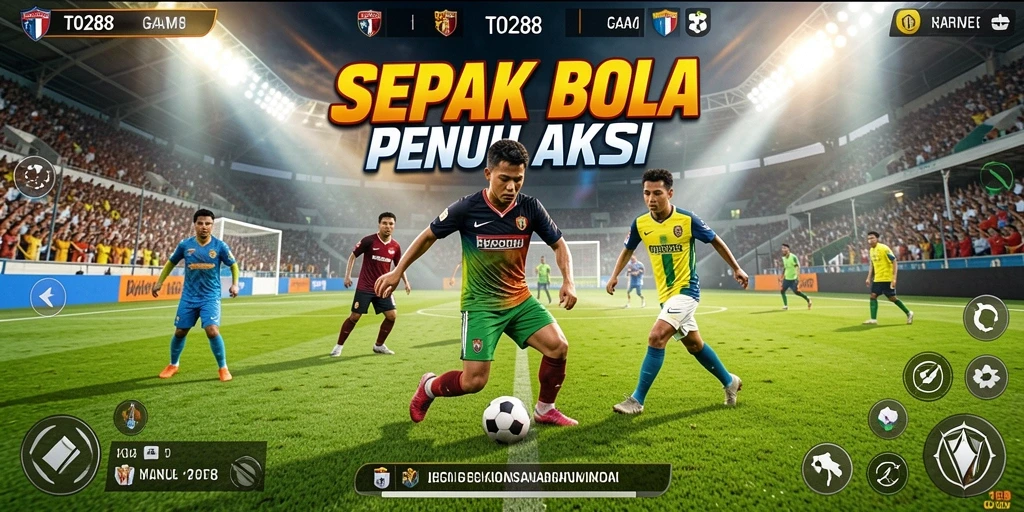 Tangkapan layar TO288 menampilkan aksi seru di lapangan sepak bola.