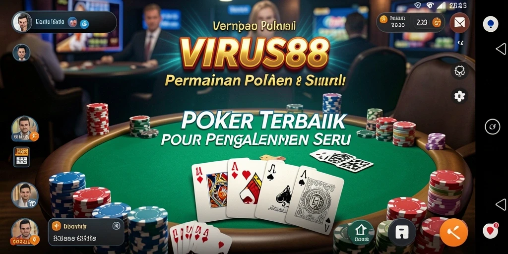 Tampilan gameplay yang mendebarkan di VIRUS88 saat bermain Poker.